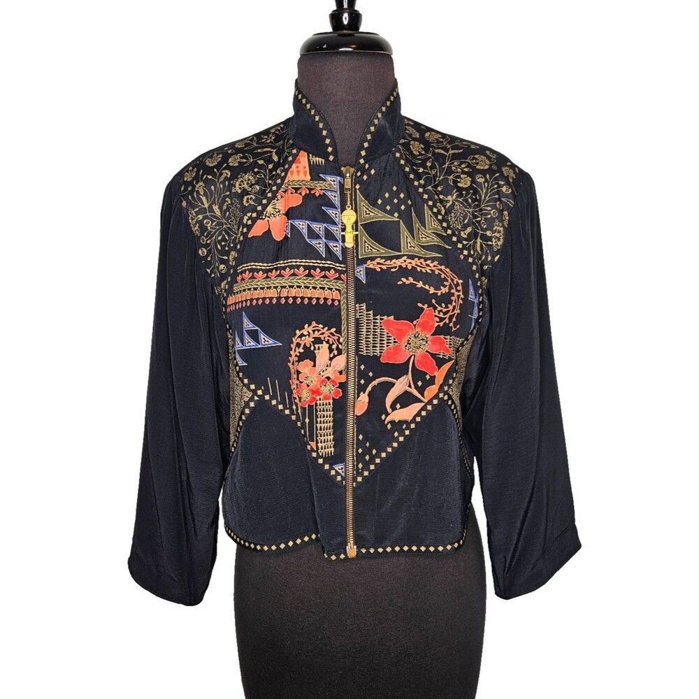 DOROTHY SCHOELEN Platinum Petites Jacket XS/S Ethnic Print Colorful Artsy Unique